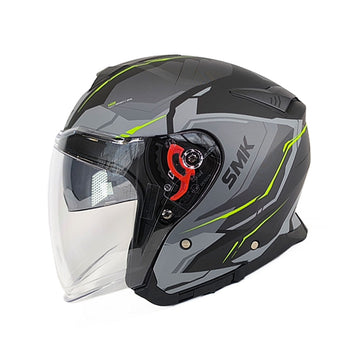 CASCO ABIERTO SMK GTJ ESCAPE GRIS MATE+VERDE NEÓN